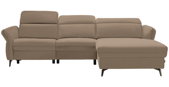 ECKSOFA in Echtleder Hellbraun  - Hellbraun/Schwarz, Natur, Leder/Metall (285/199cm) - Valnatura