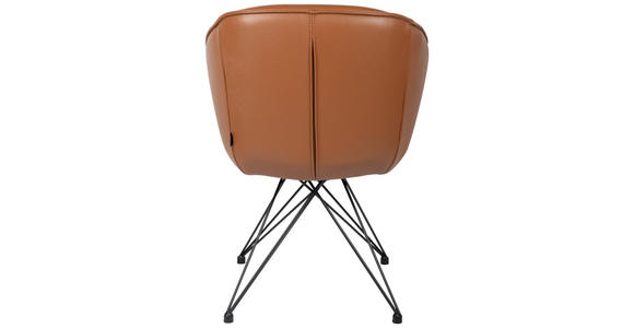 ARMLEHNSTUHL  in Eisen Echtleder pigmentiert  - Cognac/Schwarz, Design, Leder/Metall (59,5/83,5/63,5cm) - Belluti