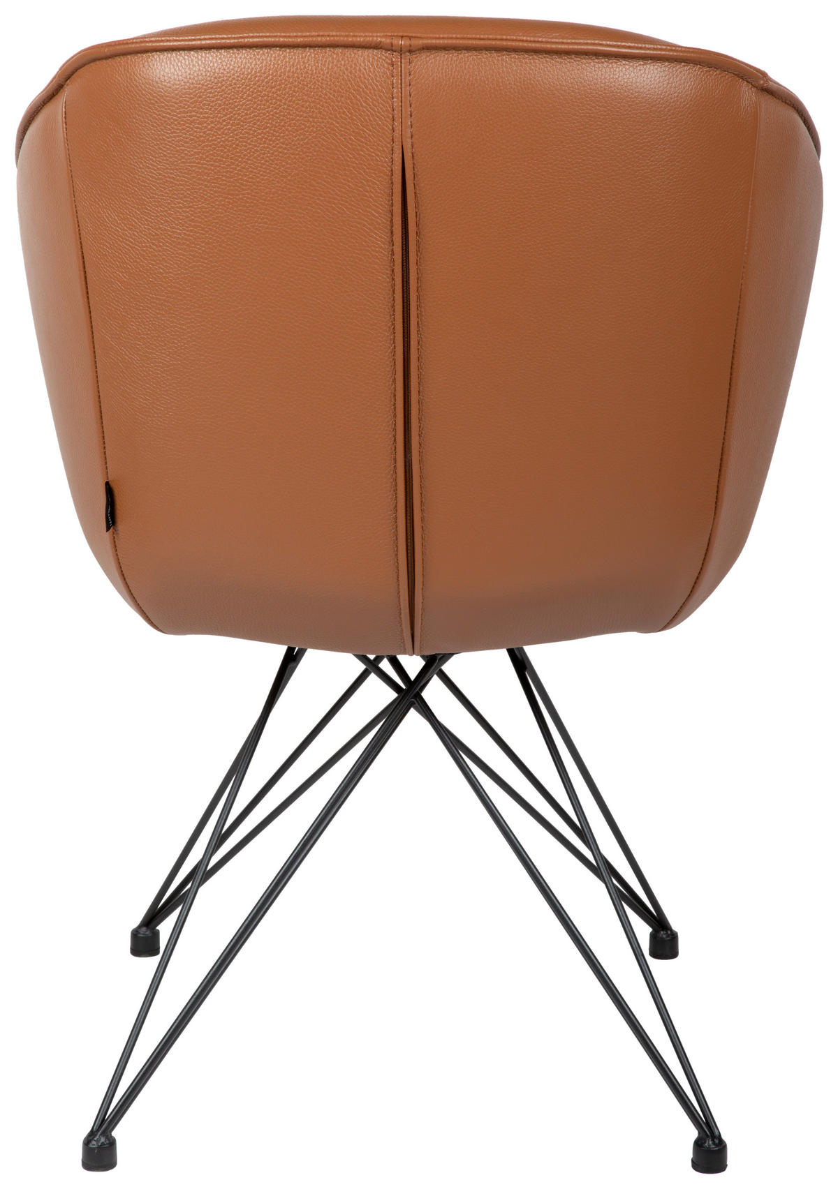 ARMLEHNSTUHL  in Eisen Echtleder pigmentiert  - Cognac/Schwarz, Design, Leder/Metall (59,5/83,5/63,5cm) - Emilio Belluti