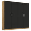 DREHTÜRENSCHRANK in Eiche Artisan, Grau  - Chromfarben/Eiche Artisan, Modern, Holzwerkstoff/Kunststoff (181/197/54cm) - Rauch Möbel