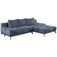 ECKSOFA in Chenille Dunkelblau  - Schwarz/Dunkelblau, MODERN, Textil/Metall (290/182cm) - Hom`in