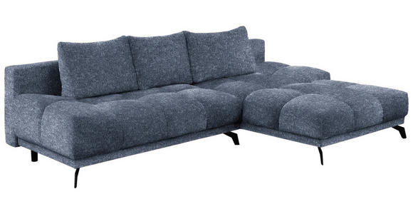 ECKSOFA in Chenille Dunkelblau  - Schwarz/Dunkelblau, MODERN, Textil/Metall (290/182cm) - Hom`in