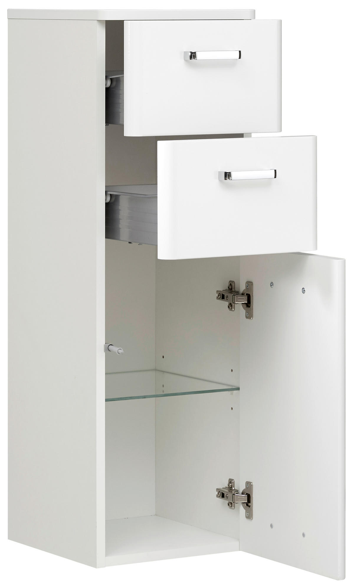 MIDISCHRANK 30/90,5/33 cm  - Chromfarben/Weiß Hochglanz, KONVENTIONELL, Glas/Holzwerkstoff (30/90,5/33cm) - Pelipal