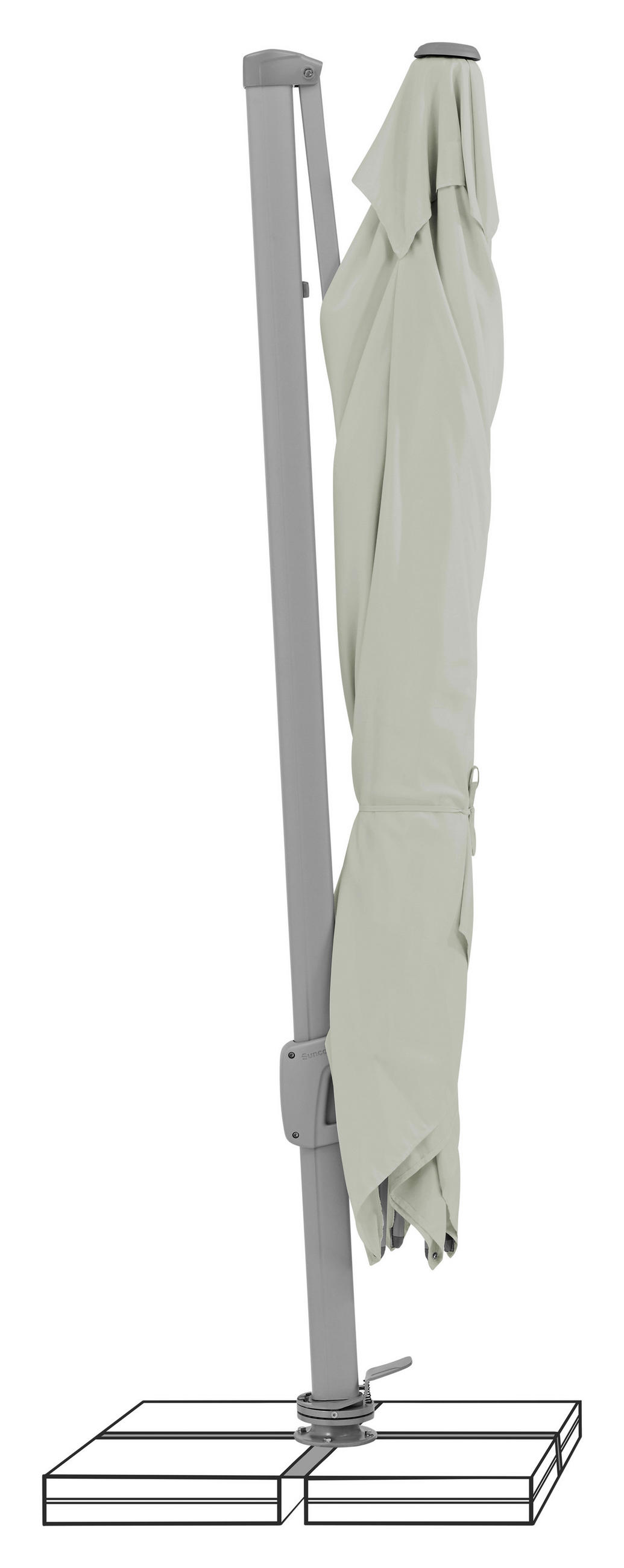 AMPELSCHIRM 300x300 cm Hellgrau  - Platinfarben/Silberfarben, KONVENTIONELL, Textil/Metall (300/300cm) - Suncomfort by Glatz