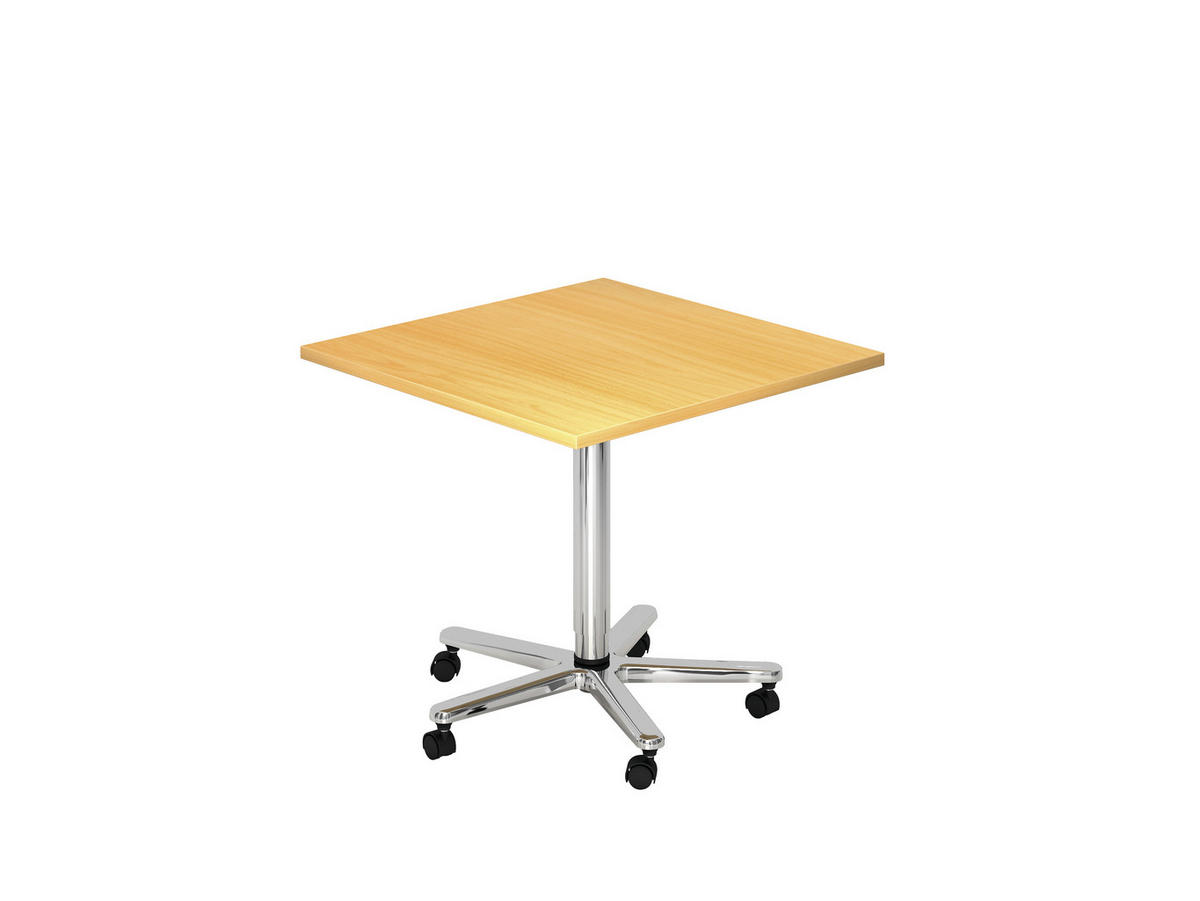 STEHTISCH 80/80/72-114 cm  - Chromfarben/Buchefarben, KONVENTIONELL, Holzwerkstoff/Metall (80/80/72-114cm) - Venda