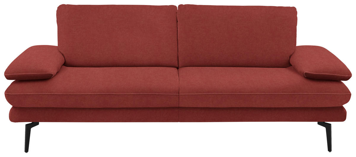 3-SITZER-SOFA in Velours Koralle  - Koralle/Beige, Design, Textil/Metall (222/89/104cm) - Dieter Knoll