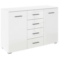 SIDEBOARD  120/81/42 cm 4 Schublade(n)  - Weiß Hochglanz/Alufarben, KONVENTIONELL, Holzwerkstoff/Kunststoff (120/81/42cm) - home24