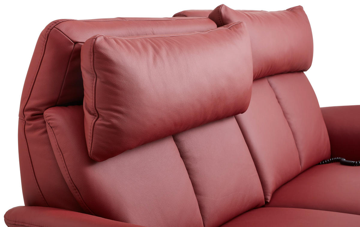 2-SITZER-SOFA Echtleder Dunkelrot  - Alufarben/Dunkelrot, KONVENTIONELL, Leder/Metall (171/108/99cm) - Cantus