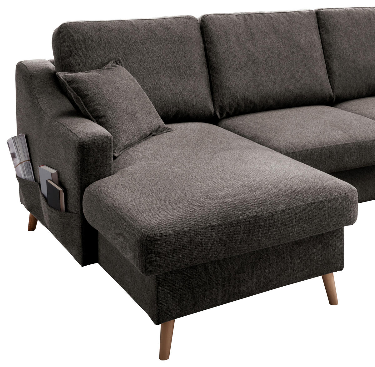 WOHNLANDSCHAFT in Struktur Braun  - Naturfarben/Braun, Konventionell, Holz/Textil (150/301/200cm) - P & B