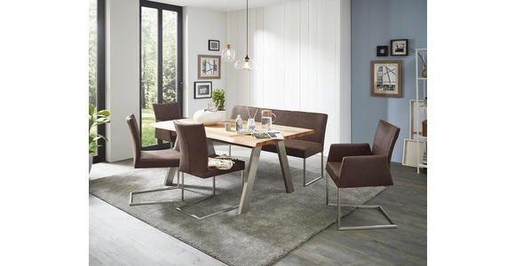 ESSTISCH Eiche massiv rechteckig Edelstahlfarben, Eichefarben - Edelstahlfarben/Eichefarben, Design, Holz/Metall (140/90/77cm) - Dieter Knoll