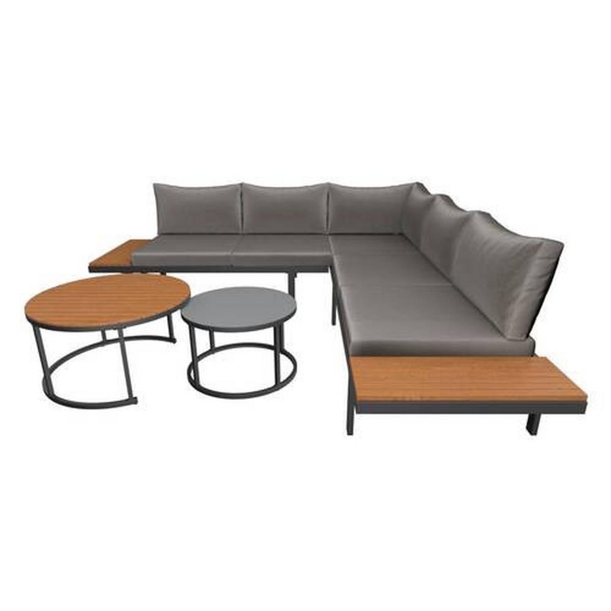 LOUNGE GARNITURA   drvo, metal, staklo  siva    - siva, Design, staklo/drvo - Ambia Garden