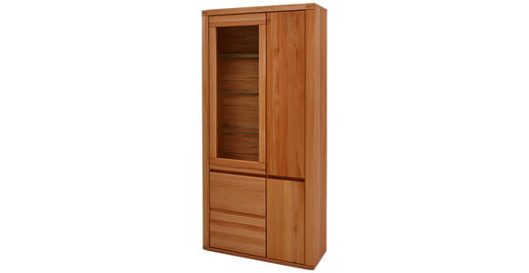 VITRINE in massiv Kernbuche Kernbuche - Kernbuche/Grau, KONVENTIONELL, Glas/Holz (98,4/203,6/37,7cm) - Voleo