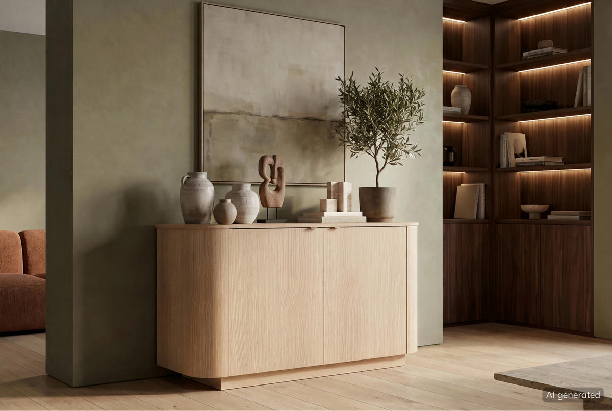 SIDEBOARD  131/76/43 cm  - Eichefarben, Design, Holzwerkstoff/Metall (131/76/43cm) - MID.YOU