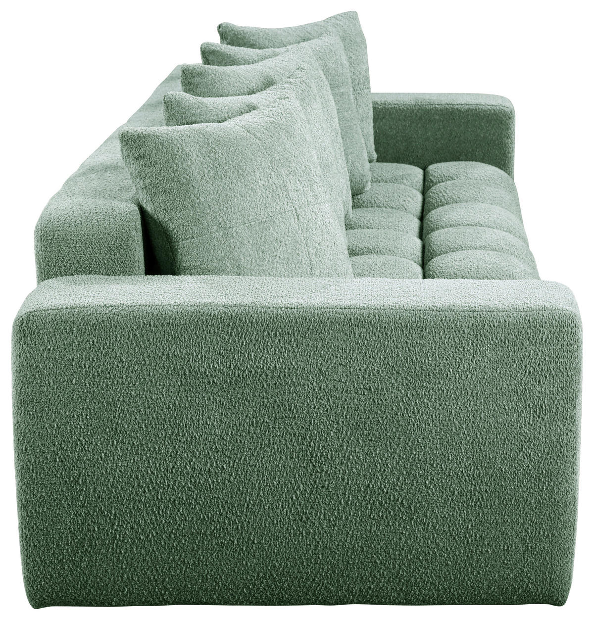 SCHLAFSOFA  mit Liegefunktion, Schlafen auf Sitzhöhe Struktur, Bouclé Mintgrün  - Schwarz/Mintgrün, Basics, Kunststoff/Textil (250/86/140cm) - Livetastic
