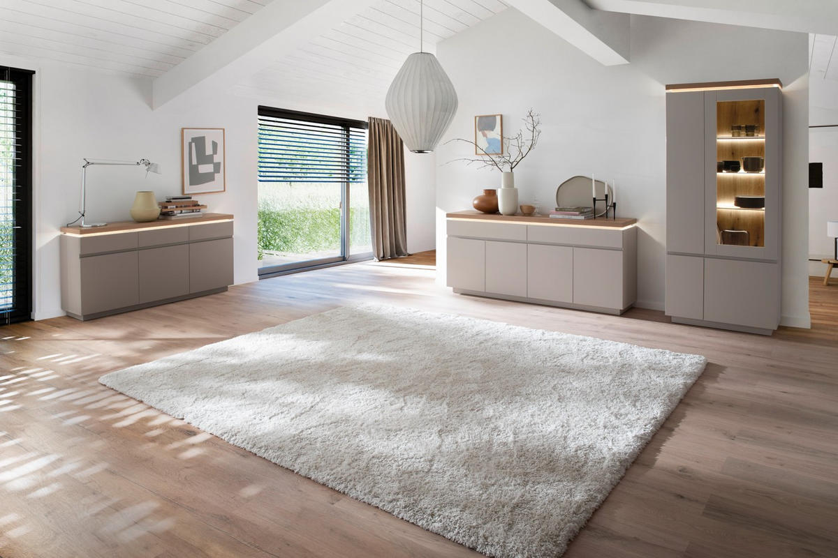 VITRINE Eichefarben, Kaschmir  - Kaschmir/Eichefarben, Design, Glas/Holzwerkstoff (82/197/40cm) - Livetastic