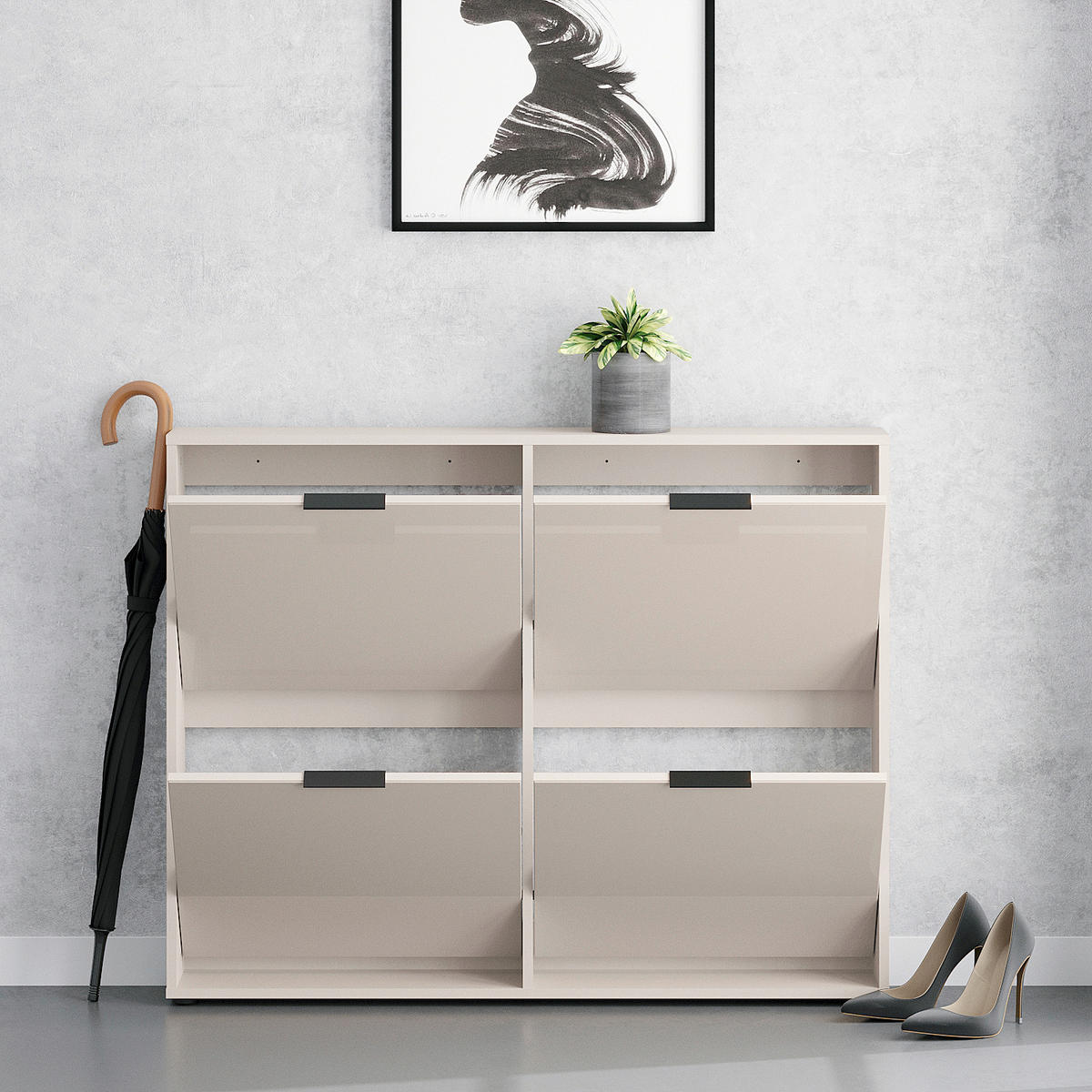 SCHUHKIPPER - Kaschmir/Schwarz, MODERN, Glas/Holzwerkstoff (118/93/17cm) - Boxxx