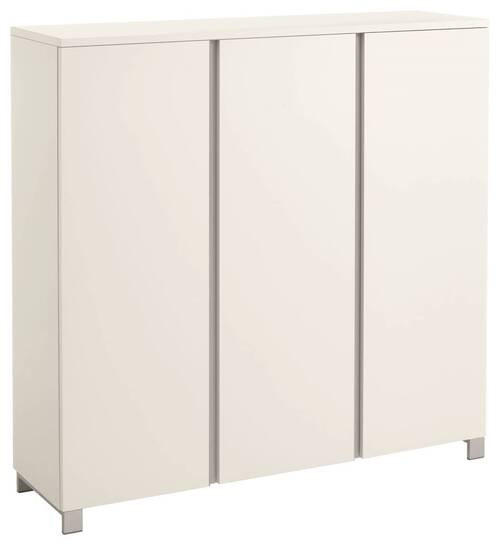 SCHUHSCHRANK Silberfarben, Weiß  - Silberfarben/Weiß, Design, Holzwerkstoff/Metall (125/126/37cm)