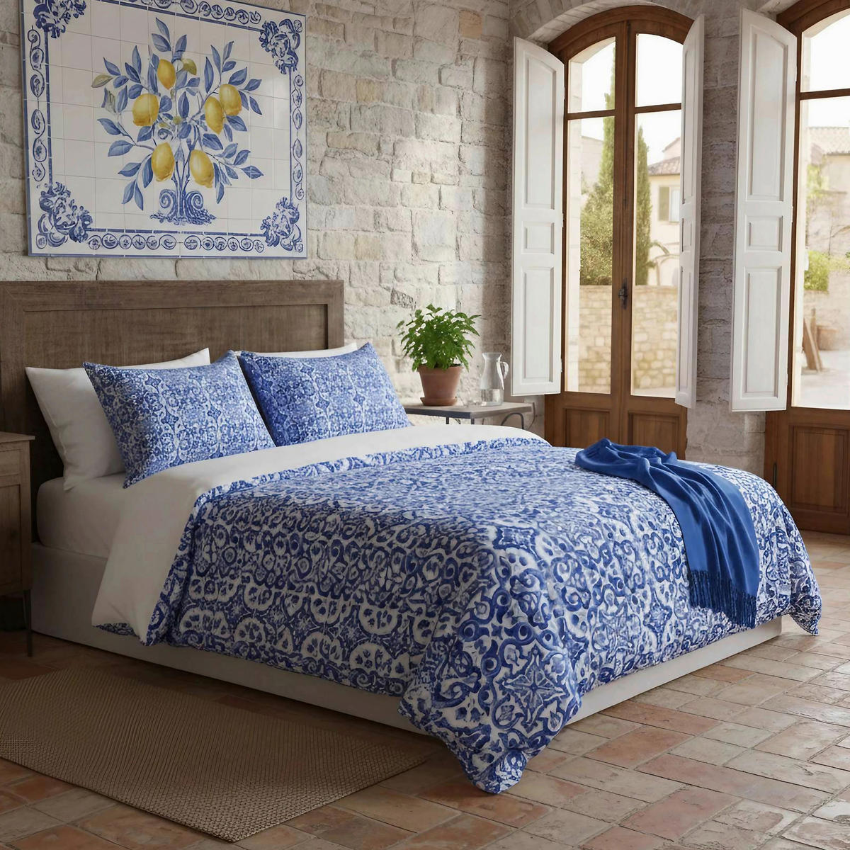 BETTWÄSCHE 135/200 cm  - Weiß/Dunkelblau, Basics, Textil (135/200cm)