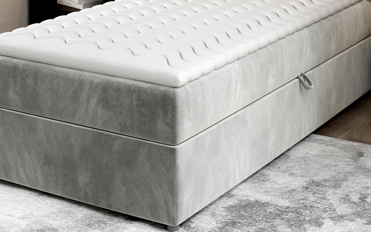 BOXBETT 90/200 cm  in Hellgrau  - Silberfarben/Hellgrau, Modern, Holz/Kunststoff (90/200cm) - MID.YOU