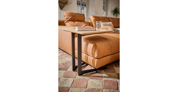 ECKSOFA  in Echtleder Hellbraun  225/355 cm  - Hellbraun/Anthrazit, Design, Leder/Metall (225/355cm) - Johann Jakob