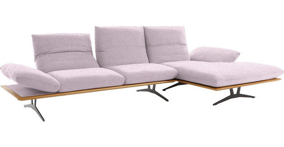 ECKSOFA in Flachgewebe Hellrosa 314/159 cm - Hellrosa/Schwarz, Design, Holz/Textil (314/159cm) - Dieter Knoll