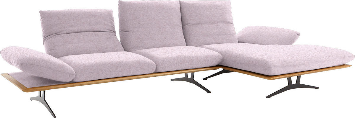 ECKSOFA in Flachgewebe Hellrosa  314/159 cm  - Hellrosa/Schwarz, Design, Holz/Textil (314/159cm) - Dieter Knoll