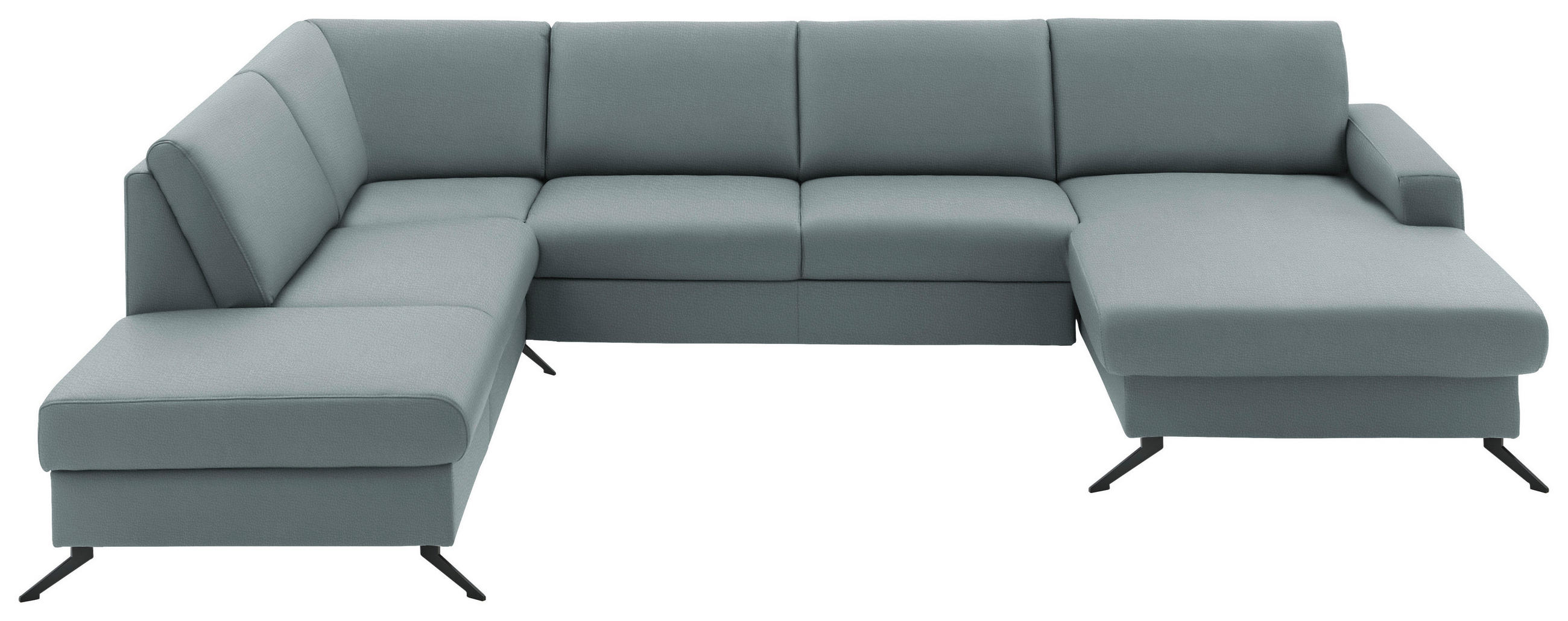 WOHNLANDSCHAFT in Echtleder Blaugrau  - Blaugrau/Schwarz, Design, Leder/Metall (233/339/165cm) - Beldomo Premium