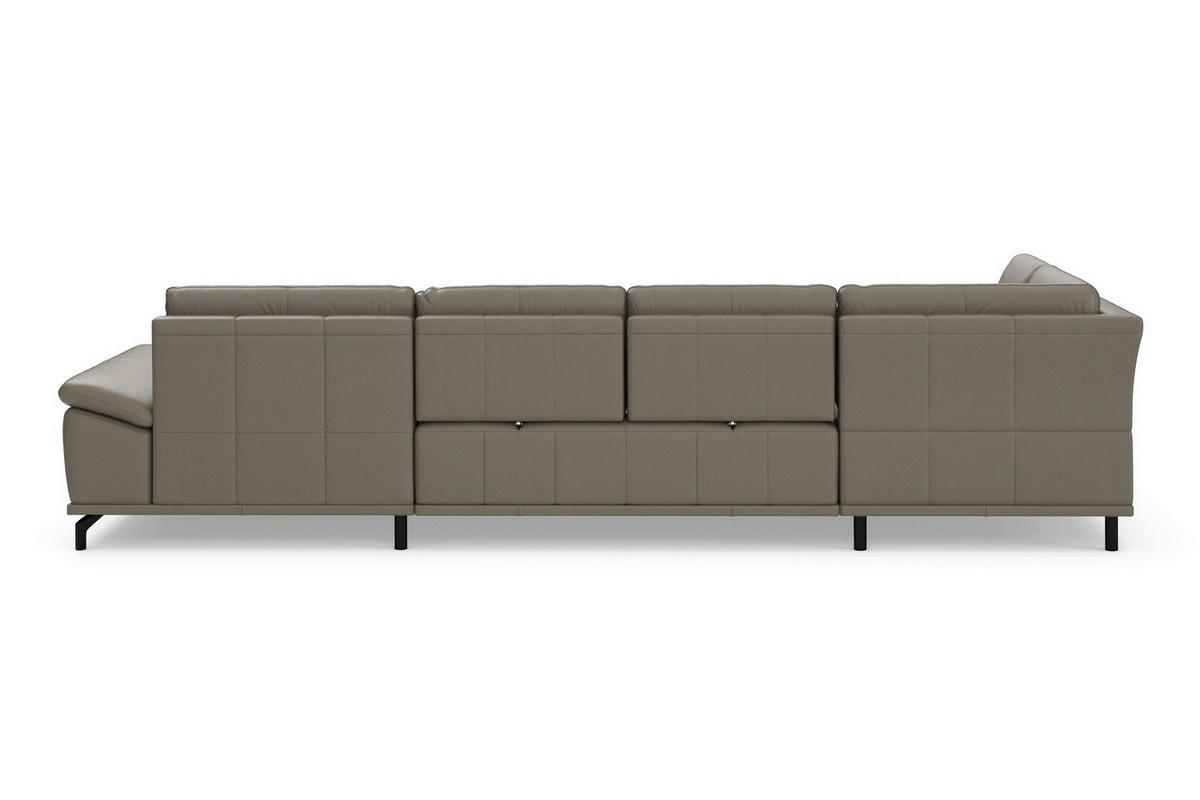 WOHNLANDSCHAFT COSTELLO E Grau Echtleder  - Schwarz/Grau, Basics, Leder/Metall (223/363/176cm) - Sit & More