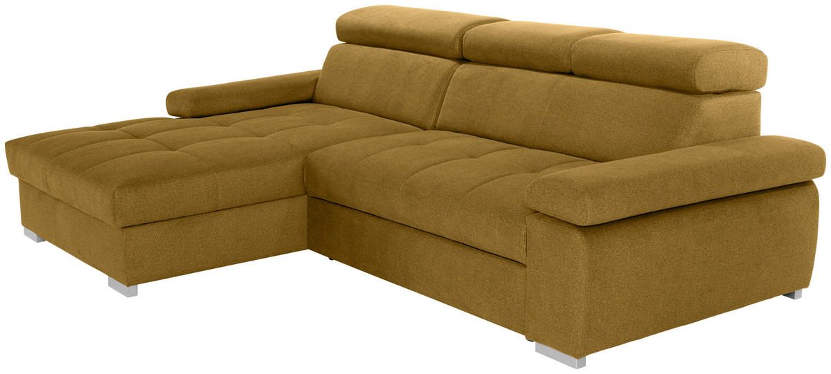 ECKSOFA in Velours Ecru  - Ecru/Silberfarben, Design, Holz/Textil (183/292cm) - Livetastic