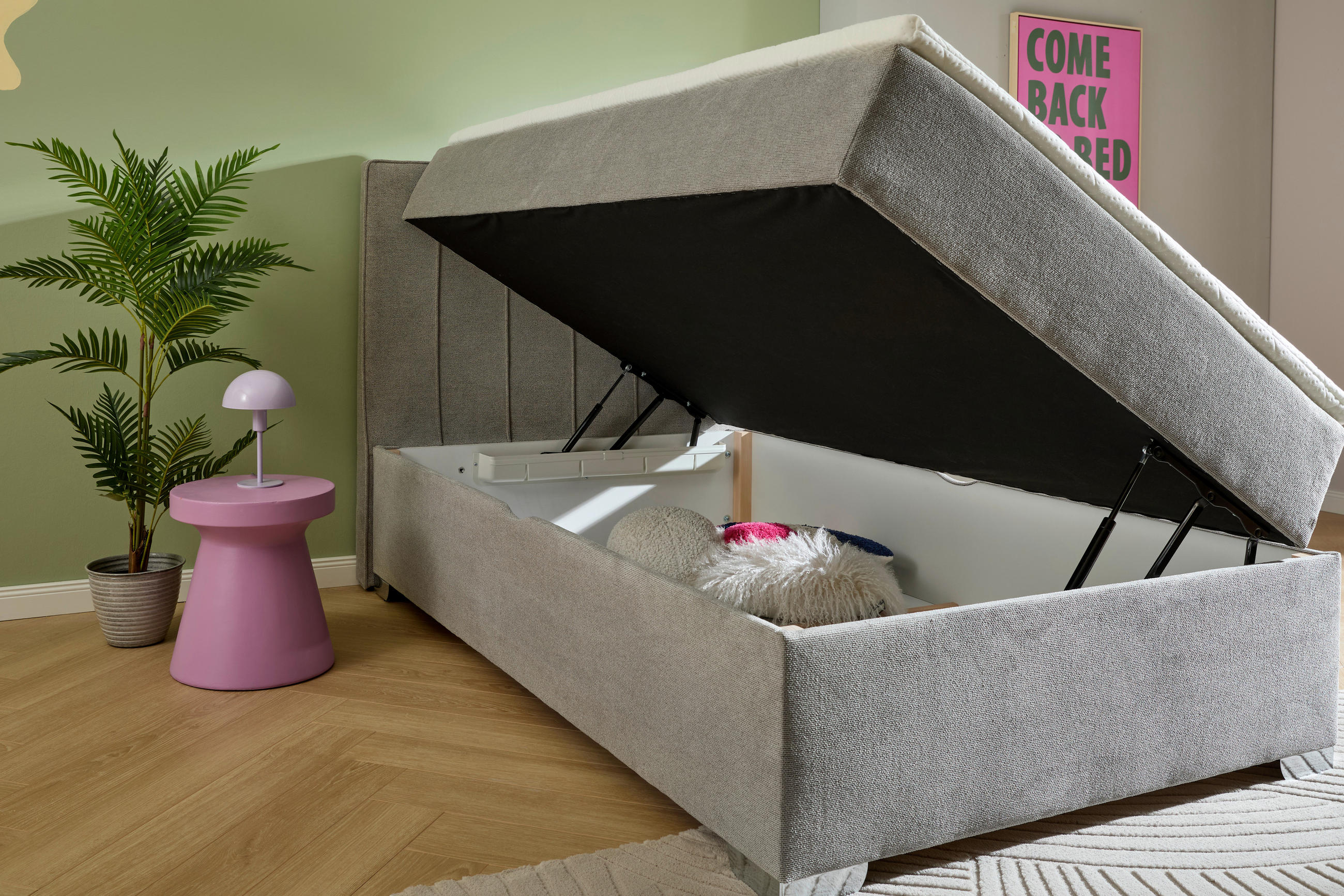 BOXBETT 120/200 cm  in Grau  - Chromfarben/Grau, Trend, Kunststoff/Textil (120/200cm) - Boxxx