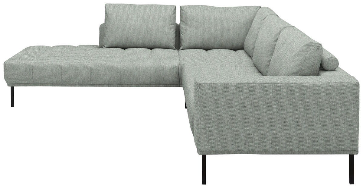 ECKSOFA  in Flachgewebe Grauweiß  270/308 cm  - Grauweiß/Schwarz, Design, Textil/Metall (270/308cm) - Pure Home Lifestyle