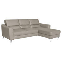 ECKSOFA in Lederlook Echtleder Platinfarben  241/168 cm  - Platinfarben/Chromfarben, Design, Leder/Textil (241/168cm) - Livetastic