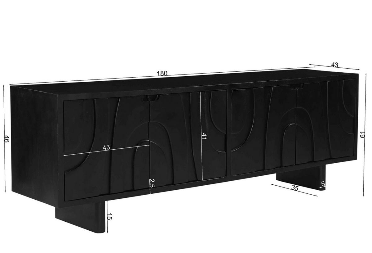 LOWBOARD  180/61/43 cm   - Schwarz, Design, Holz (180/61/43cm) - MID.YOU