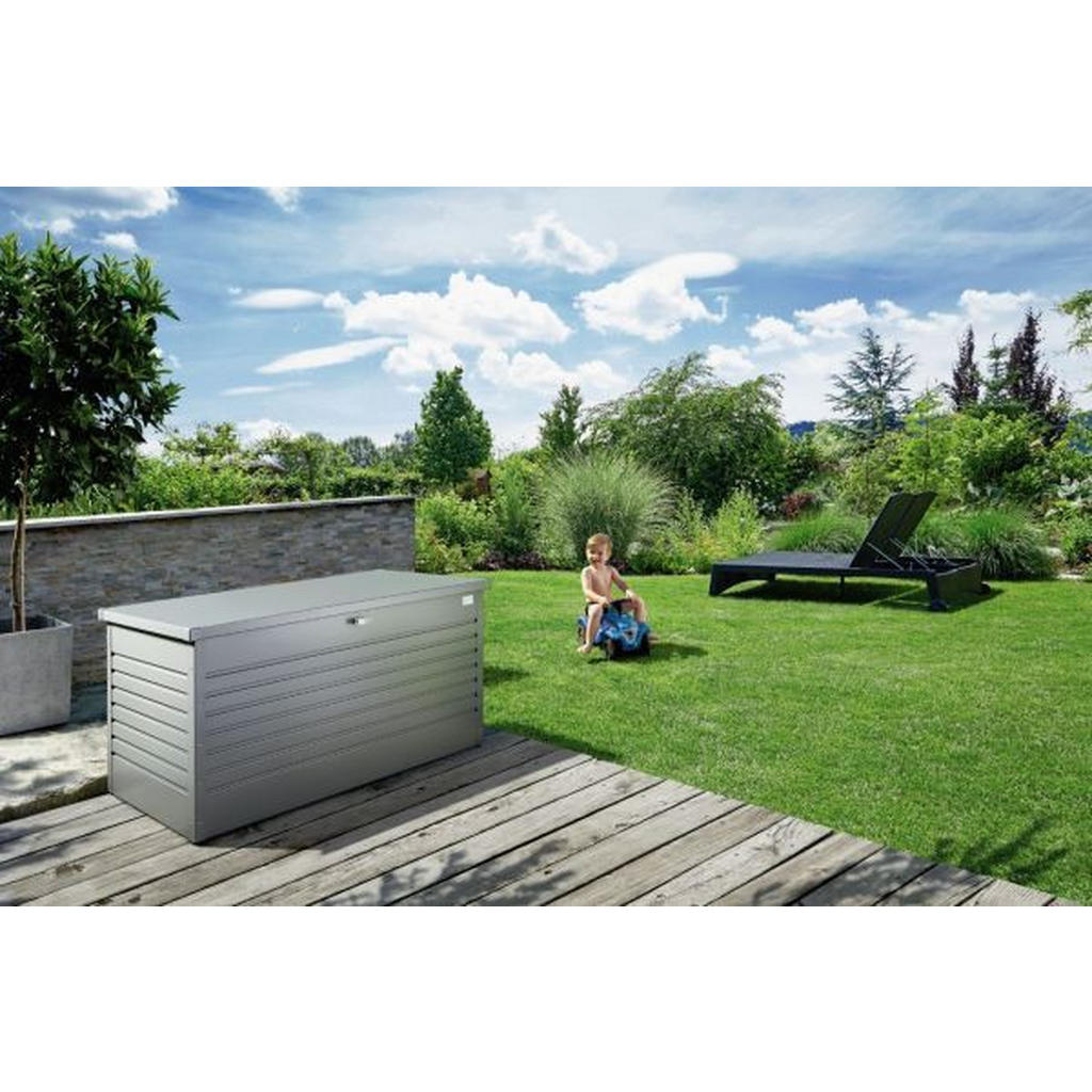 Thumbnail - Biohort Kissenbox, Grau, Metall, 134x71x62 cm, Qualität aus Österreich, Deckel aufklappbar, absperrbar, integrierte Durc...