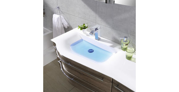 BADEZIMMER in 140,6 cm - Eichefarben/Weiß, Design, Glas/Holzwerkstoff (140,6cm) - Novel
