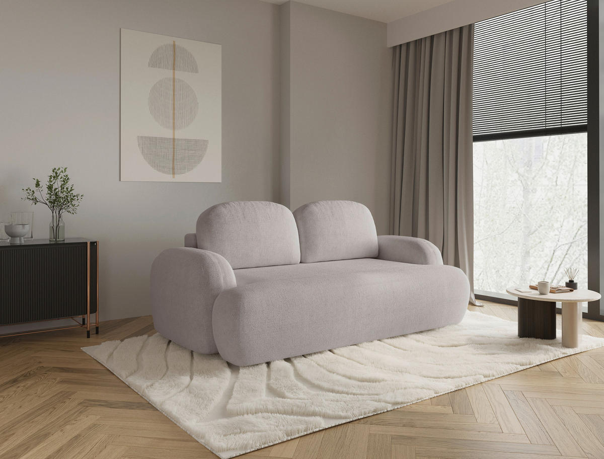 2-SITZER-SOFA Sevilla Plus Bouclé Beige  - Beige/Schwarz, Design, Kunststoff/Textil (210/92/110cm) - MID.YOU