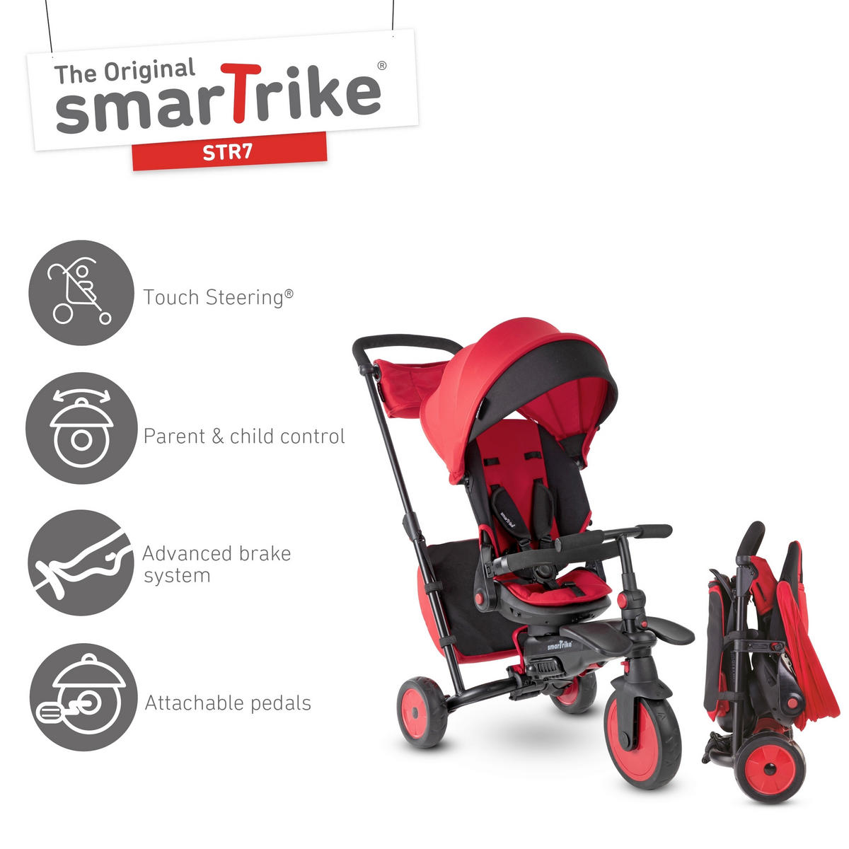 DREIRAD - Rot, Basics, Metall (48/96/102cm)