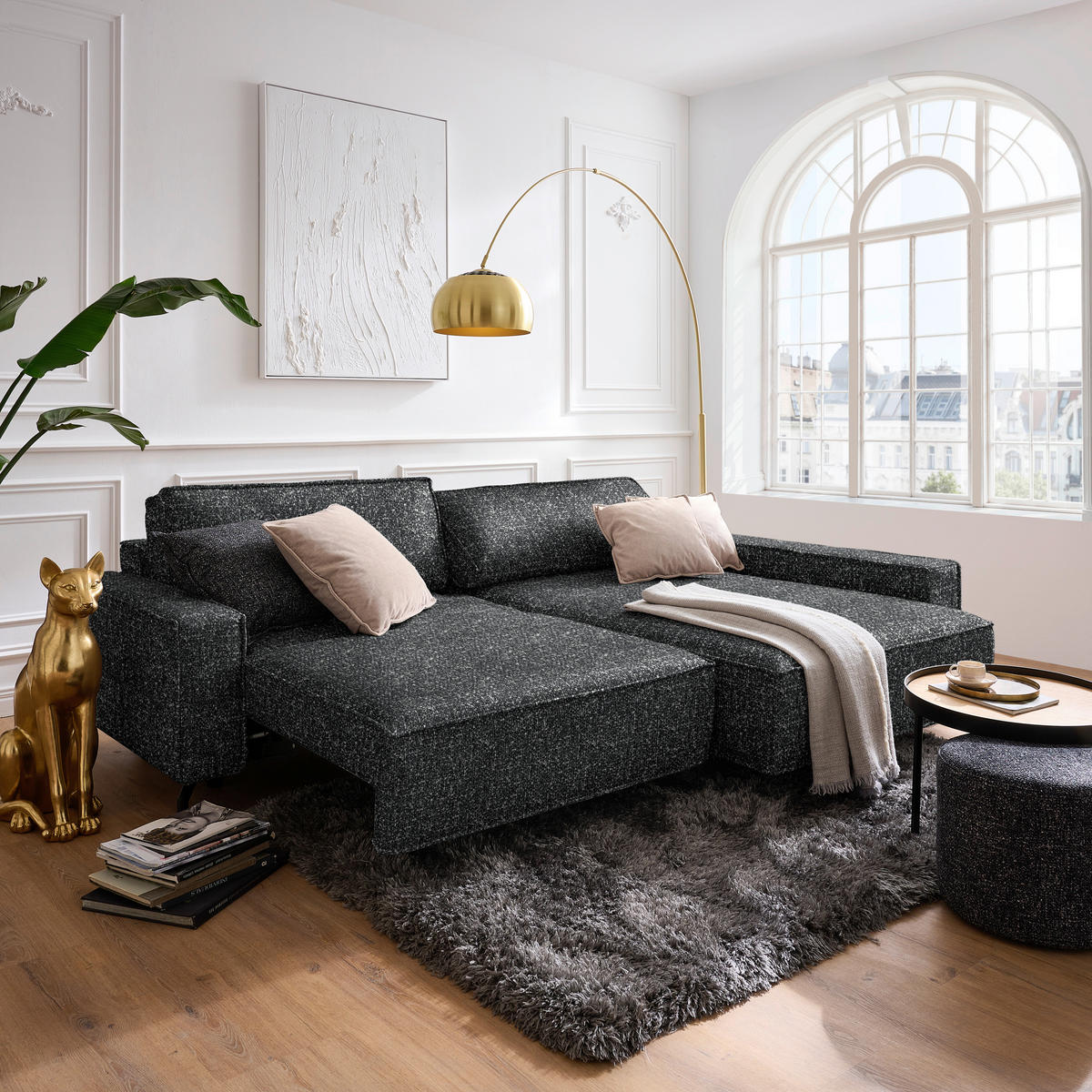 ECKSOFA  in Mikrofaser Anthrazit  246/164 cm  - Anthrazit/Schwarz, Design, Textil (246/164cm) - Sedda