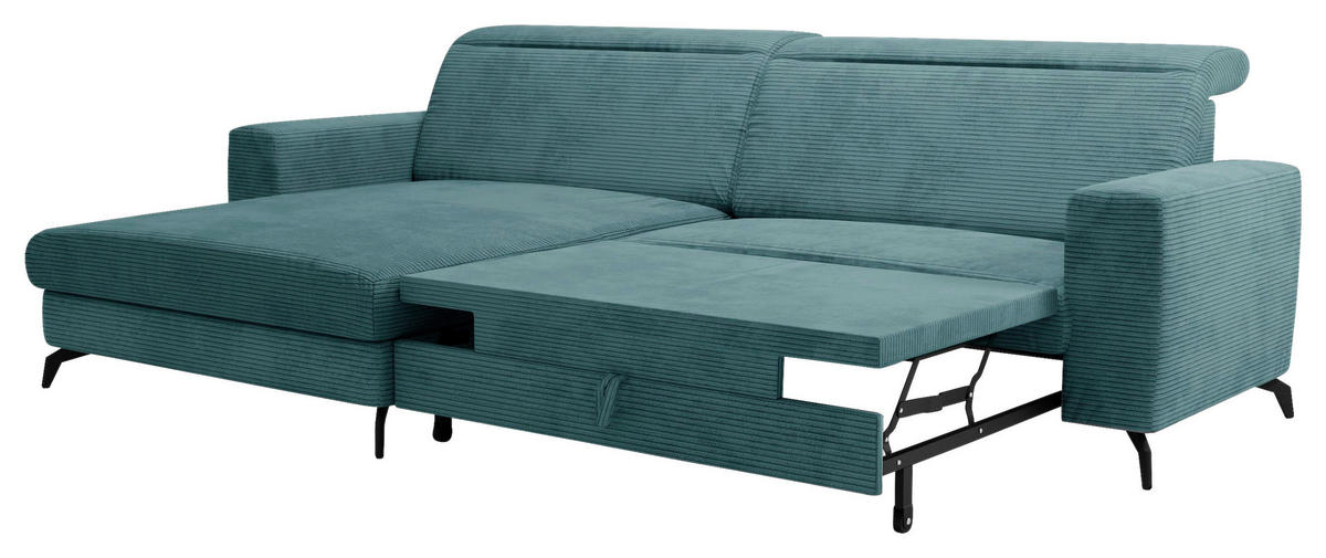 ECKSOFA in Cord Petrol  - Petrol/Schwarz, Konventionell, Textil/Metall (178/290cm) - Sit & More