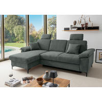 ECKSOFA Chenille Dunkelgrün  - Dunkelgrün/Schwarz, Konventionell, Textil/Metall (151/245cm) - Livetastic