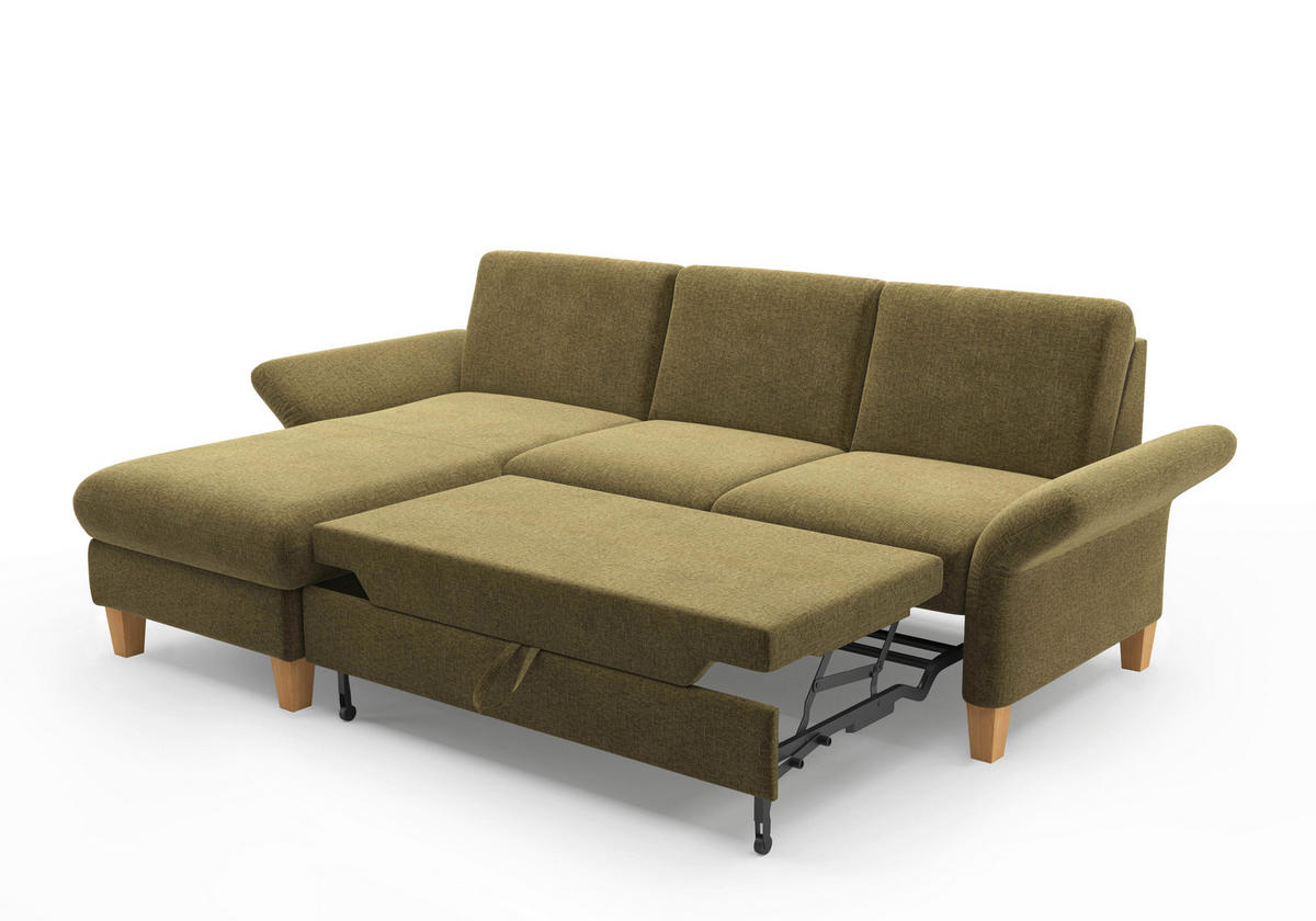 ECKSOFA ROCHELLE E Olivgrün Flachgewebe  - Eichefarben/Olivgrün, KONVENTIONELL, Holz/Textil (164/251cm) - Sit & More
