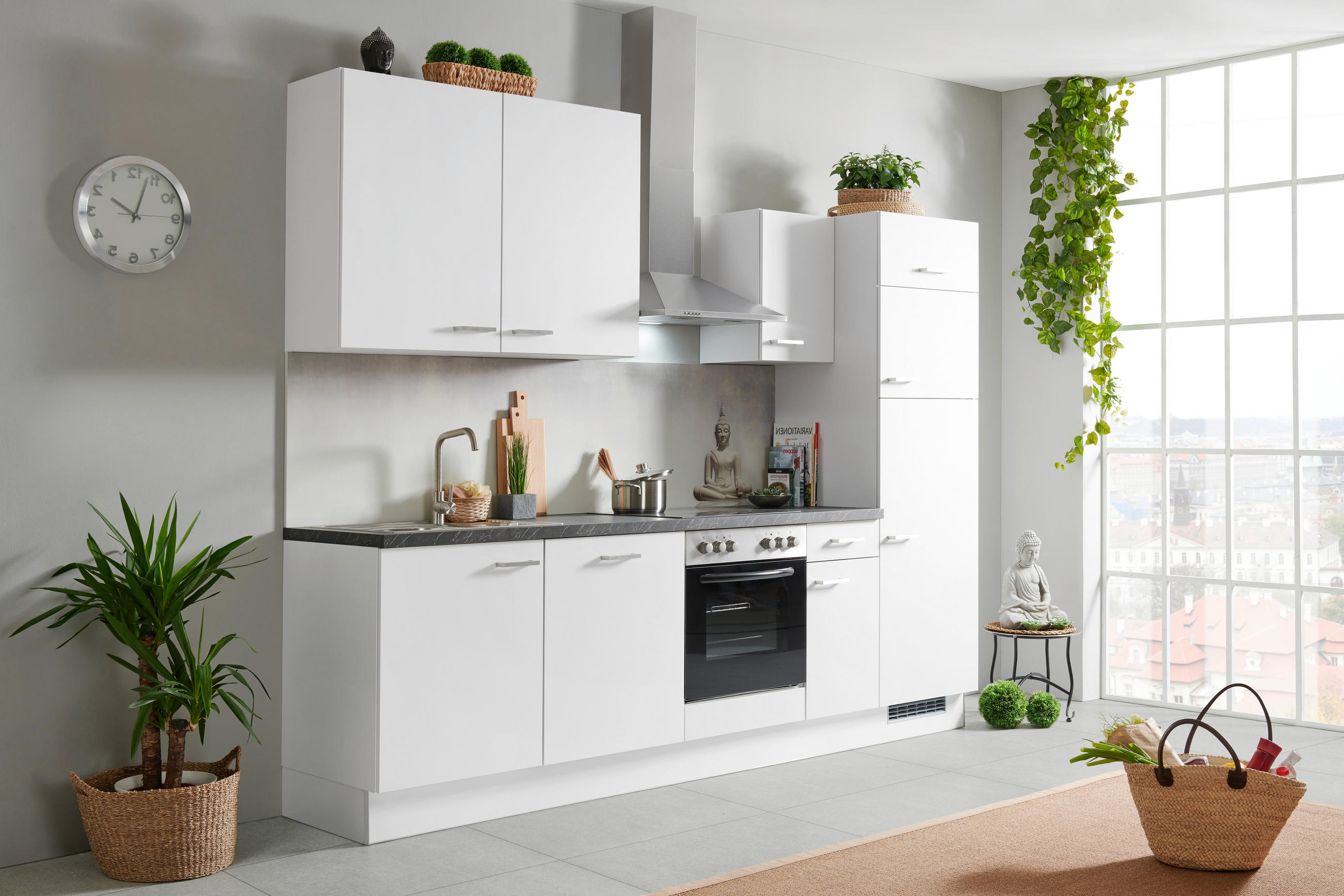 KUCHYŇSKÁ LINKA VE120 280 - černá/světle šedá, Basics, kompozitní dřevo (280cm) - Venda