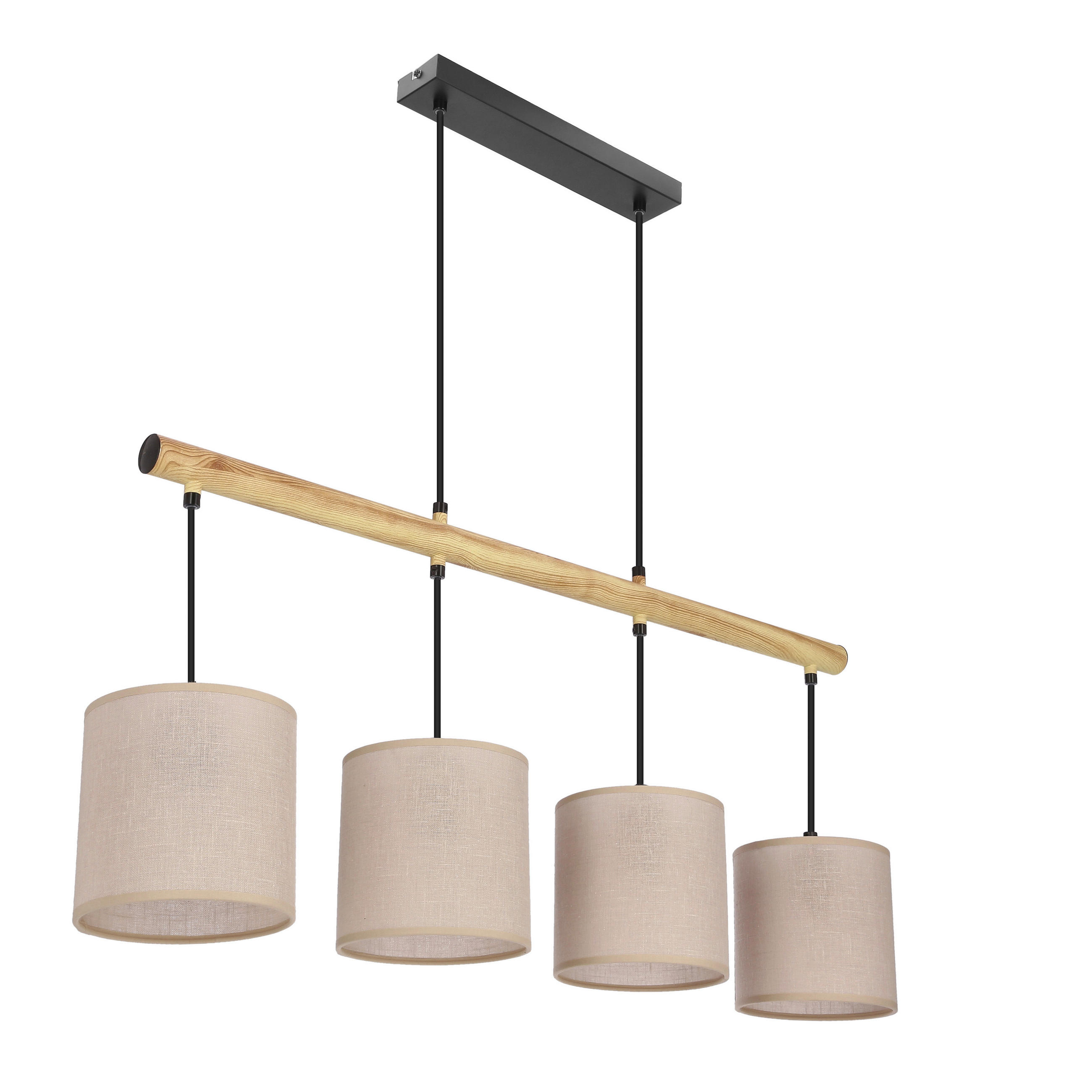 PENDELLEUCHTE Combi 86/15/130 cm  - Beige/Schwarz, Natur, Kunststoff/Metall (86/15/130cm)