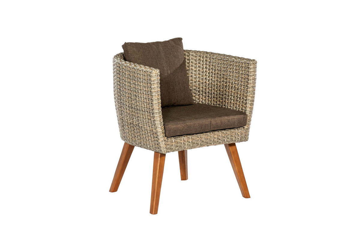 GARTENTISCHGRUPPE AkazieHartholz Aluminium  - Beige/Braun, KONVENTIONELL, Holz/Kunststoff - Gardenson