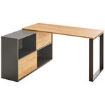 ECKSCHREIBTISCH 145/120/75 cm  in Graphitfarben, Eichefarben  - Eichefarben/Graphitfarben, MODERN, Holzwerkstoff/Metall (145/120/75cm) - Novel