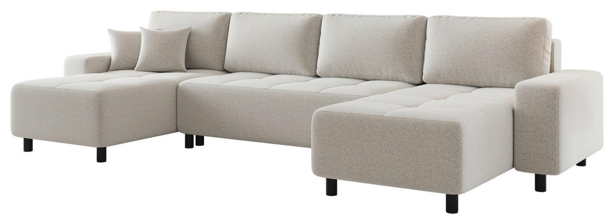 WOHNLANDSCHAFT Elfenbein Jacquard  - Elfenbein/Schwarz, MODERN, Kunststoff/Textil (144/318/144cm) - Carryhome