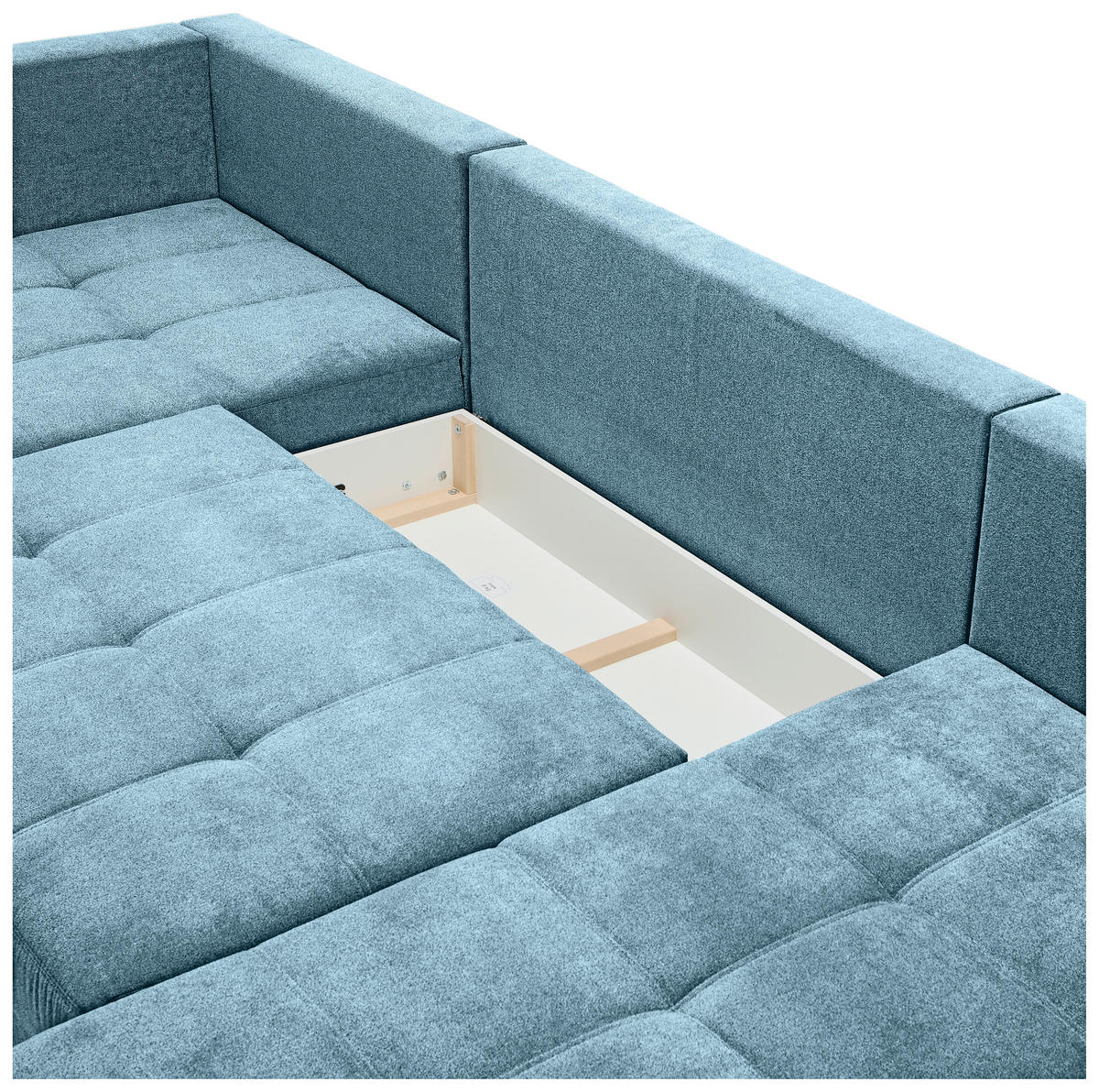 WOHNLANDSCHAFT in Velours Petrol  - Chromfarben/Petrol, Konventionell, Kunststoff/Textil (198/363/170cm) - Hom`in