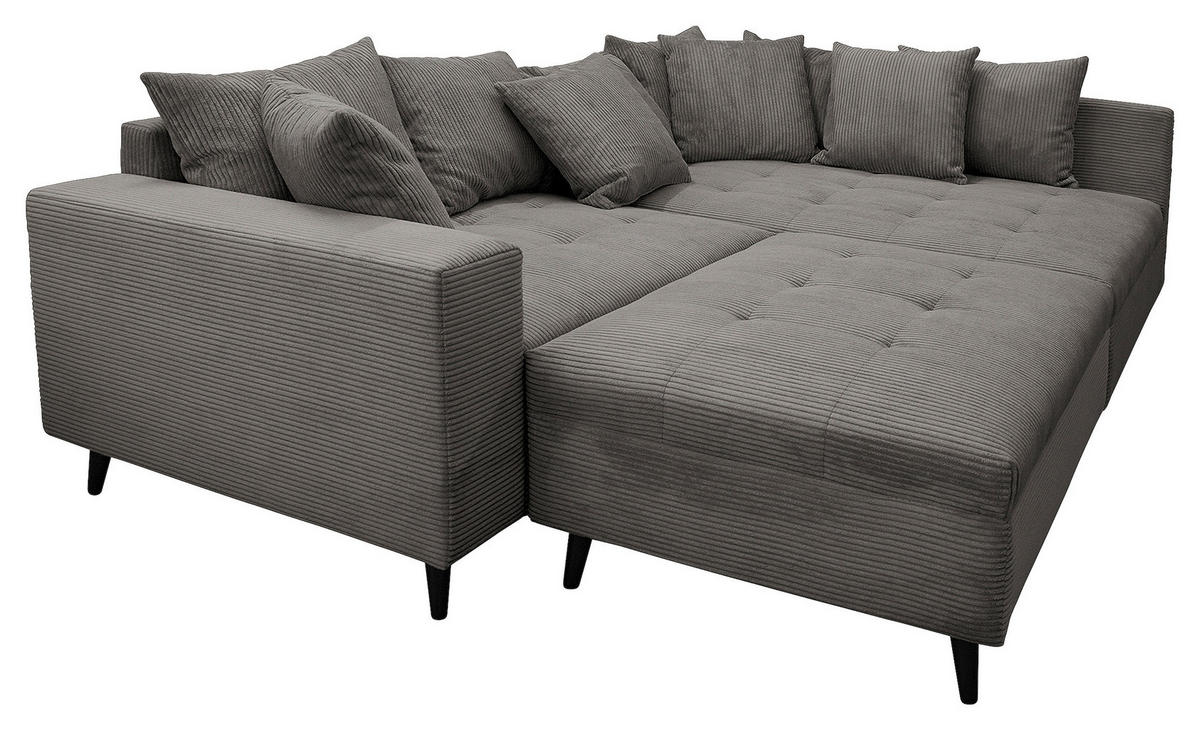 KUTNA GARNITURA tekstil  siva   - siva/crna, Design, tekstil/drvo (247/174cm) - MID.YOU