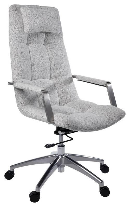 CHEFSESSEL Webstoff Greige  - Edelstahlfarben/Greige, Design, Kunststoff/Textil (66/115-125/73cm) - Novel