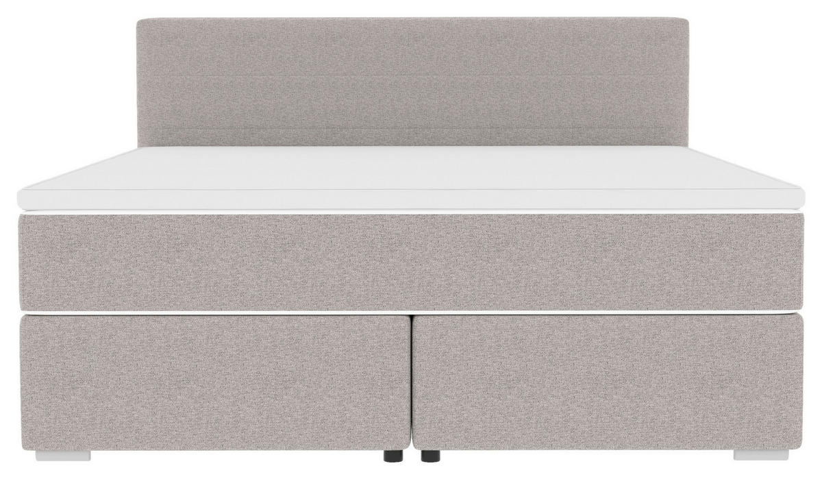 BOXSPRINGBETT 200/200 cm,  in Hellgrau, Topper, Matratzen, H3 = fest  - Chromfarben/Hellgrau, KONVENTIONELL, Kunststoff/Textil (200/200cm) - Boxxx